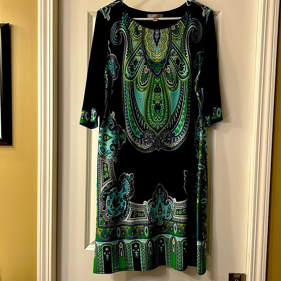 Gorgeous Print Tunic Dress XL Sandra Darren 💚 - Picture 1 of 3